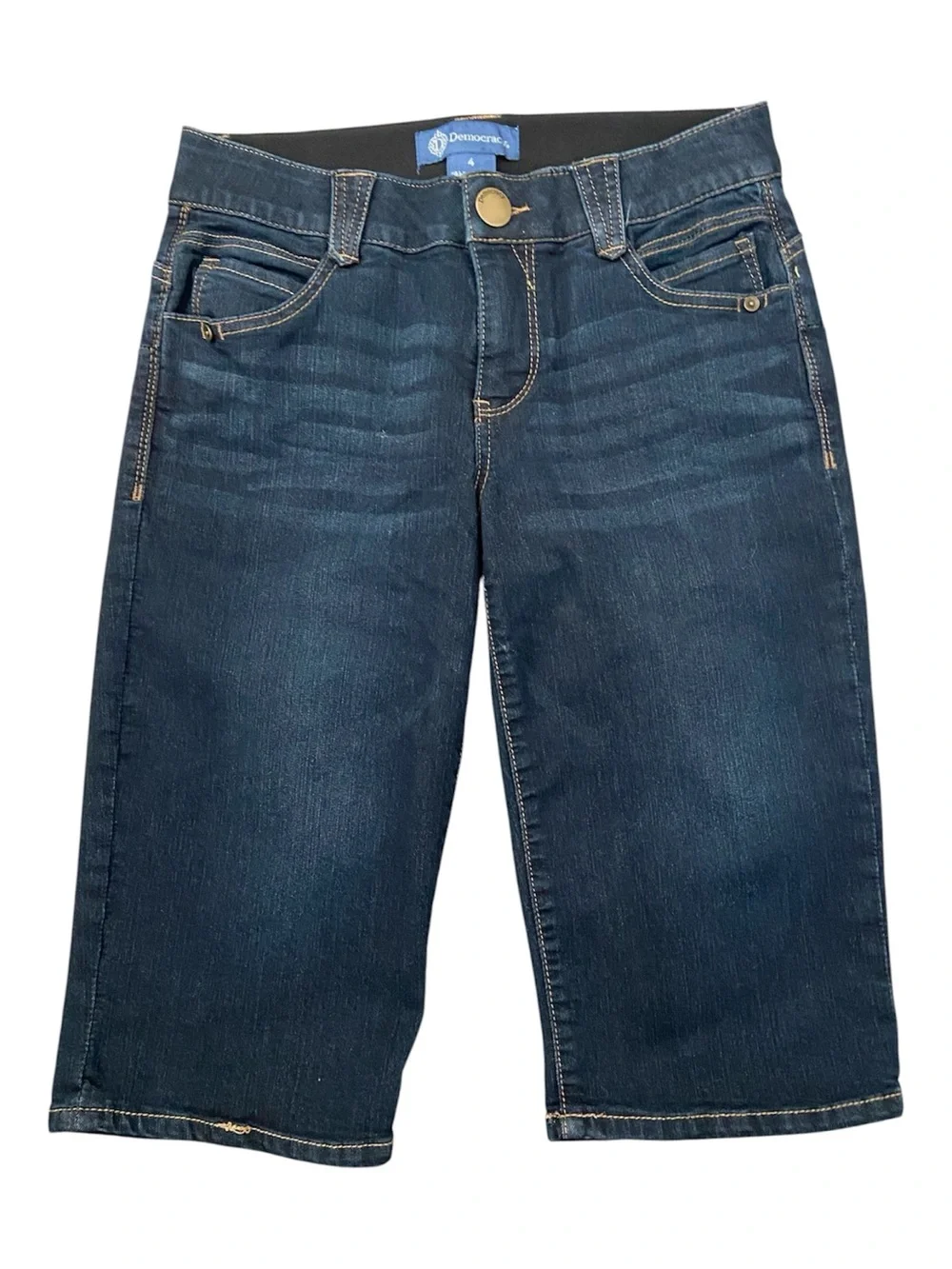 Democracy Ab Solution Denim Bermuda Shorts Indigo Blue Size 4 New Backyard BBQ